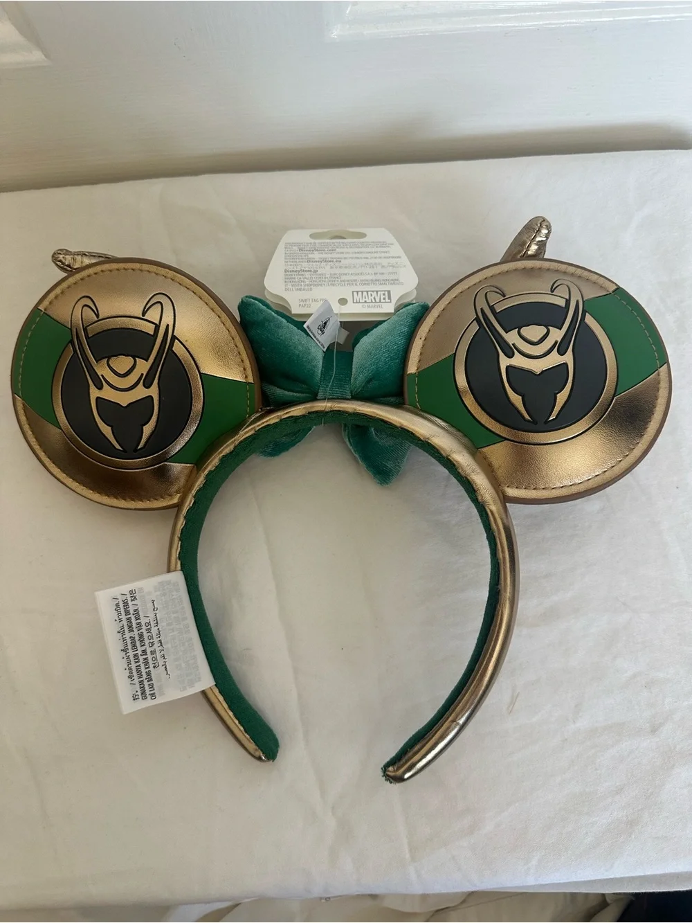 Loungefly Green & Gold Loki Floral Mini Backpack with Ear Headband